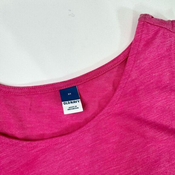 Old Navy Dress Women 2X Hot Pink Sleeveless round Neck Midi NWT flowy tiered - Picture 3 of 9